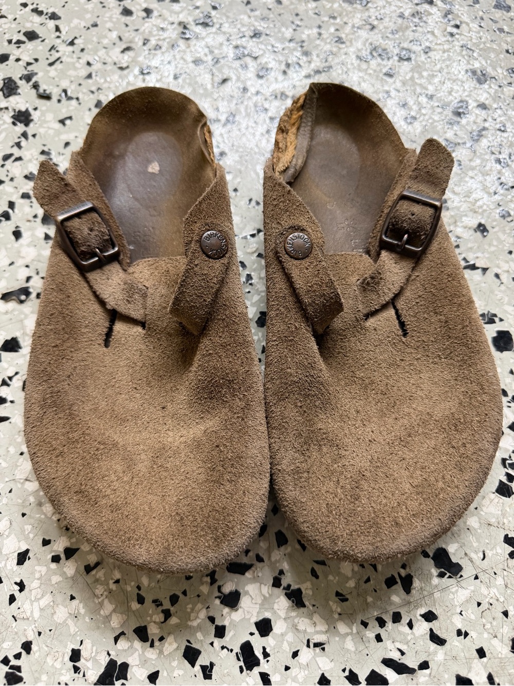 Birkenstock Clogs Boston Brown Suede Buckle Strap Shoes